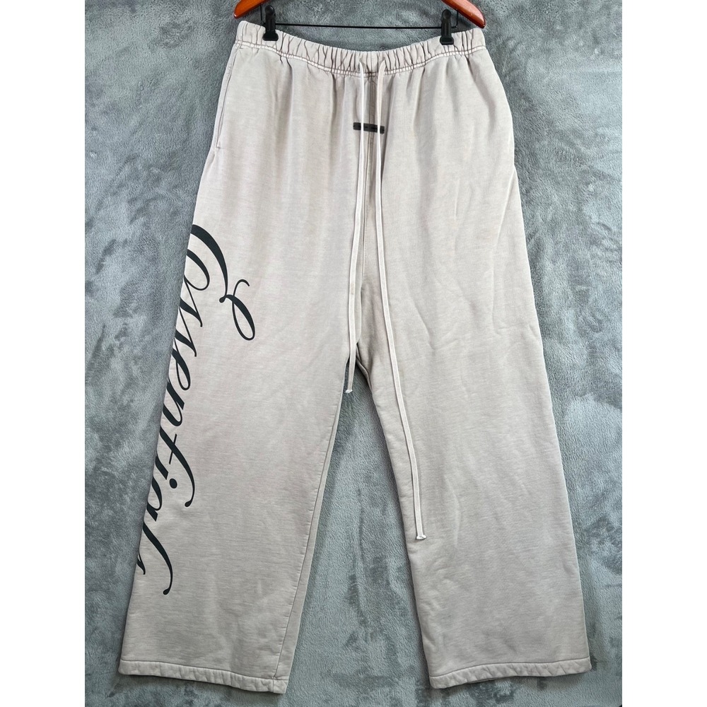 Fear of God Essentials Fleece Sweatpants XL Gray Vintage Script Logo Lounge